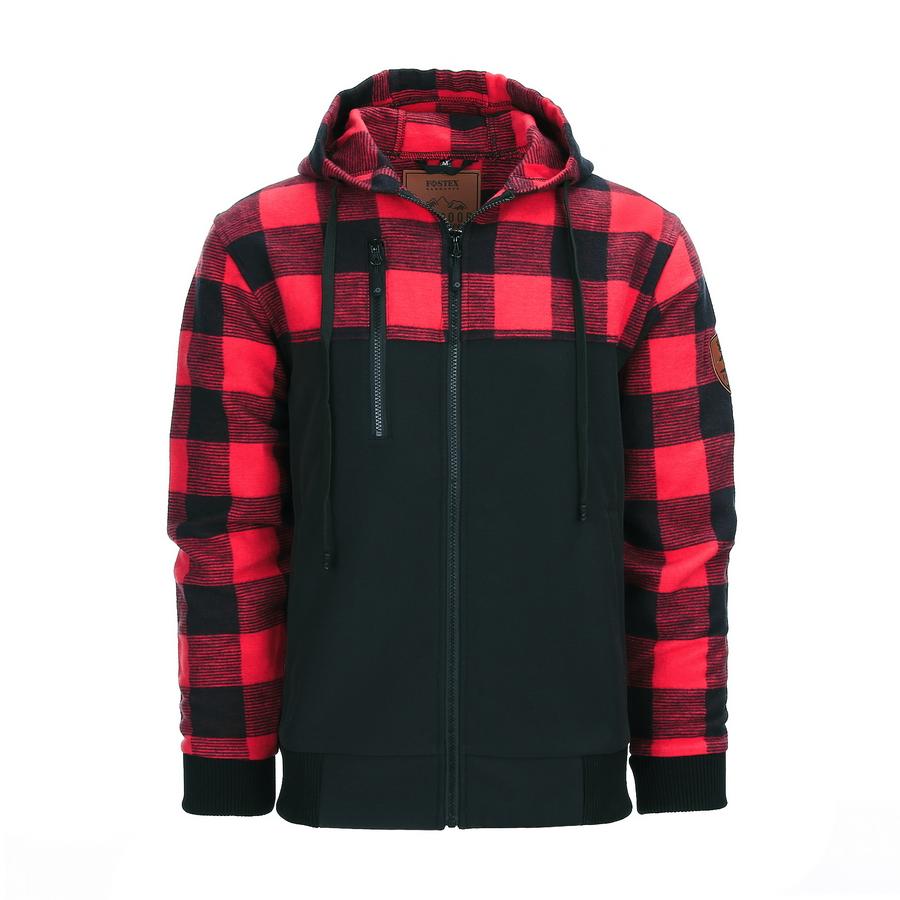 Houthakkers Jacket Dun Lichtgewicht /  Fostex Rood Zwart Met Rits en Hoodie-2570-a